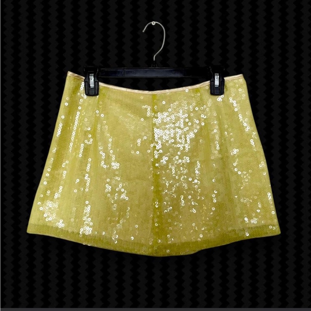 Yellow Sequin Mini Skirt